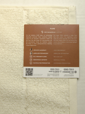  Полотенце Vossen PURE ivory (103) фото в интернет-магазине Герд Биллербек